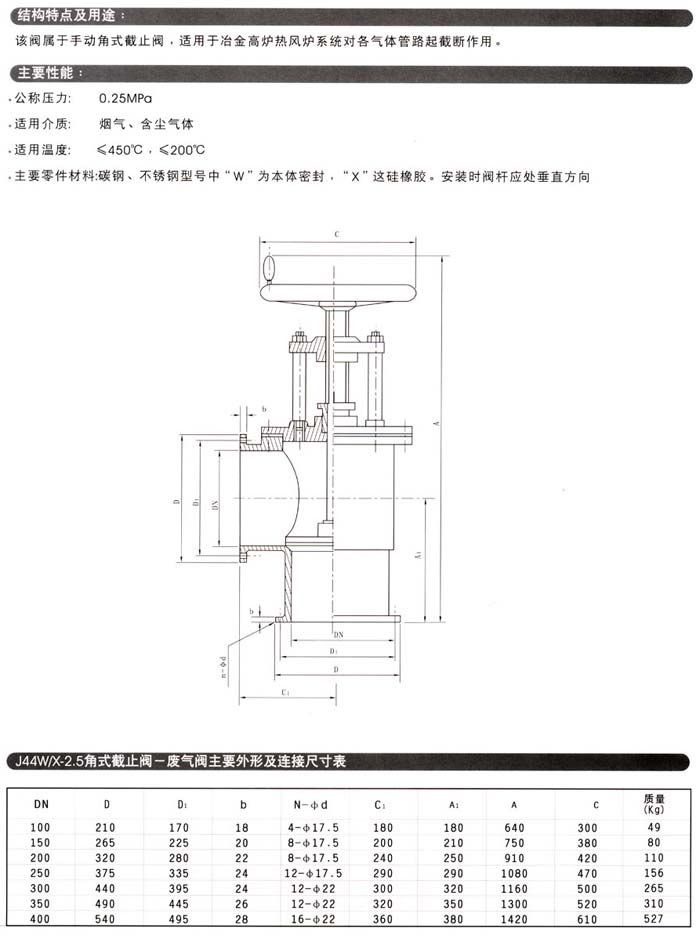 J44W/X角式截止阀,废气阀