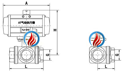 Q614F气动三通内螺纹球阀(三通L型)