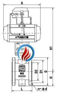 气动V型调节球阀 (法兰式)