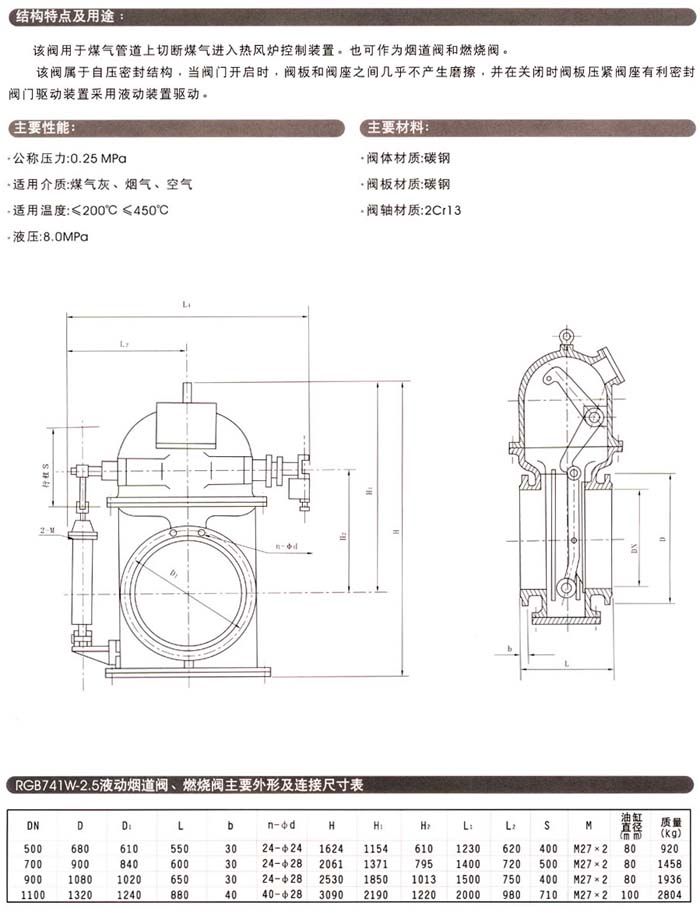 RGB741W-2.5液动烟道阀,燃烧阀
