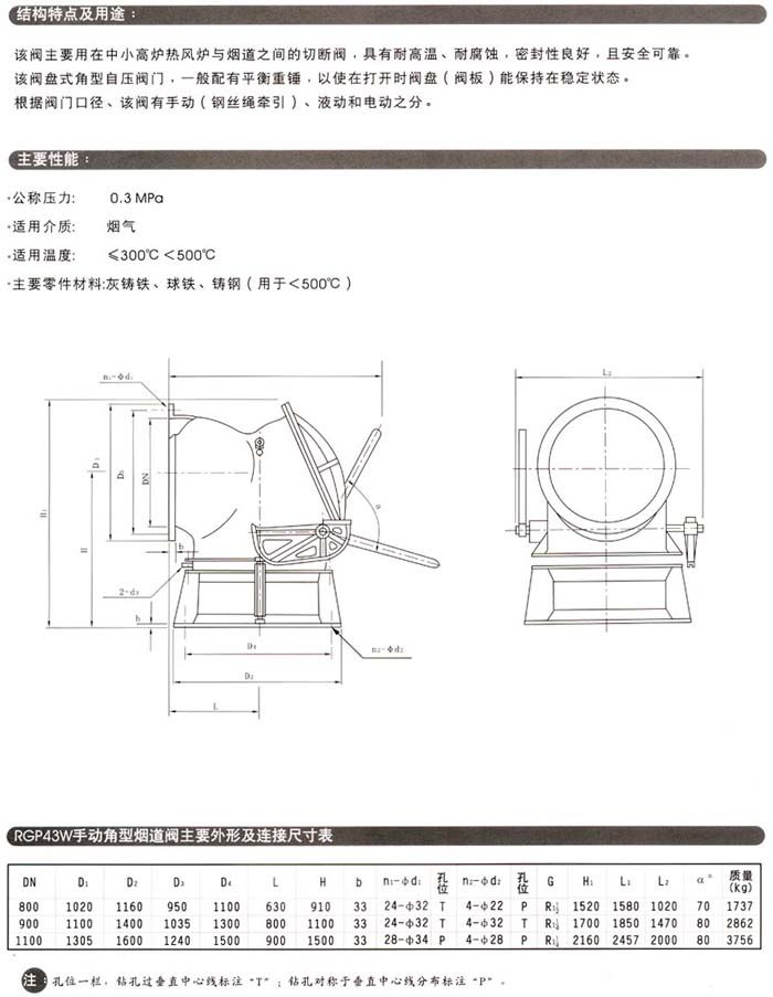 RGP43W手动角型烟道阀